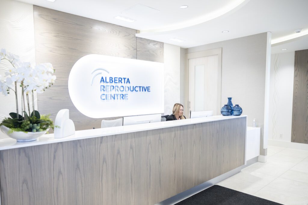 the front desk in the lobby of the Alberta Reproductive Centre