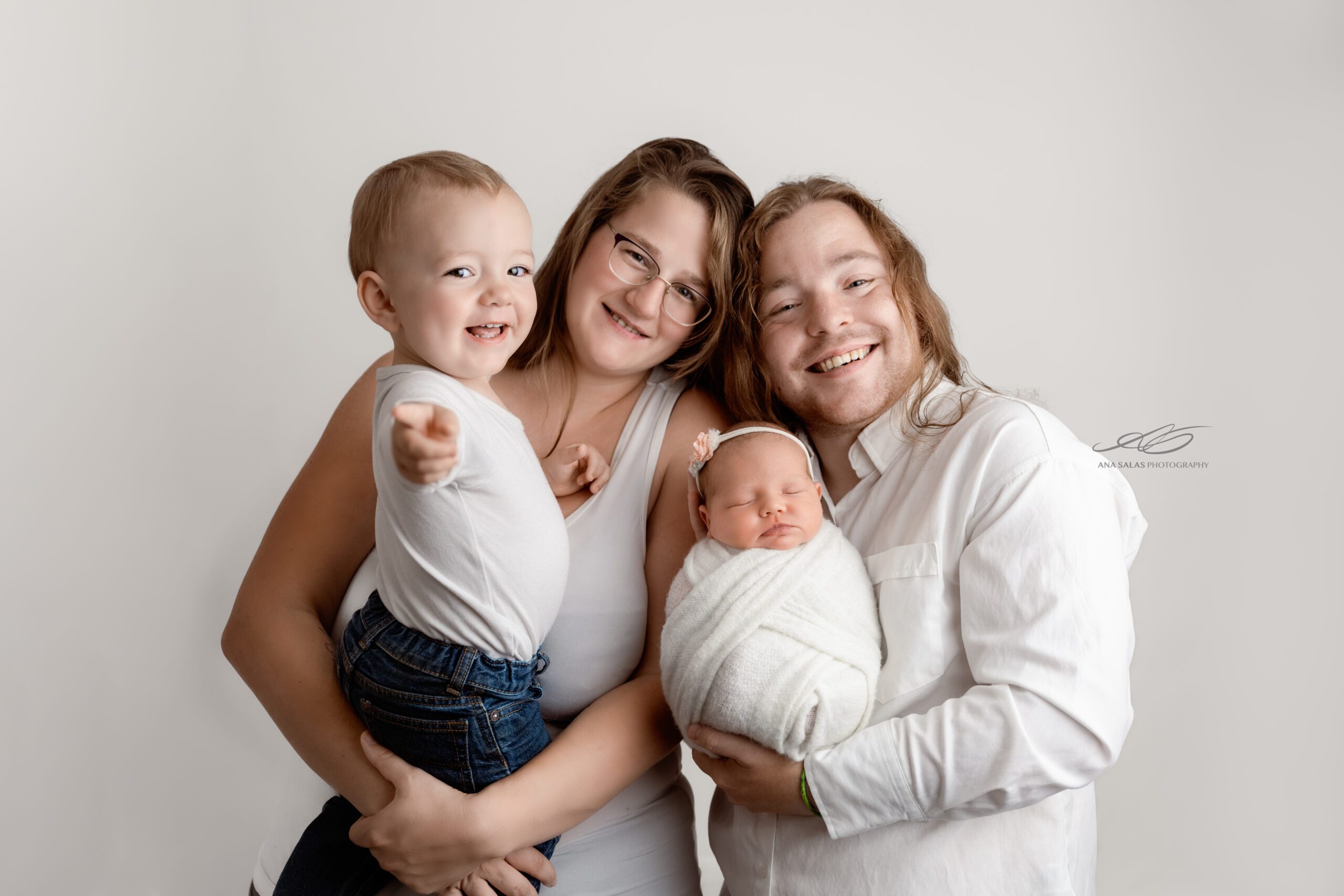 studio family session with newborn